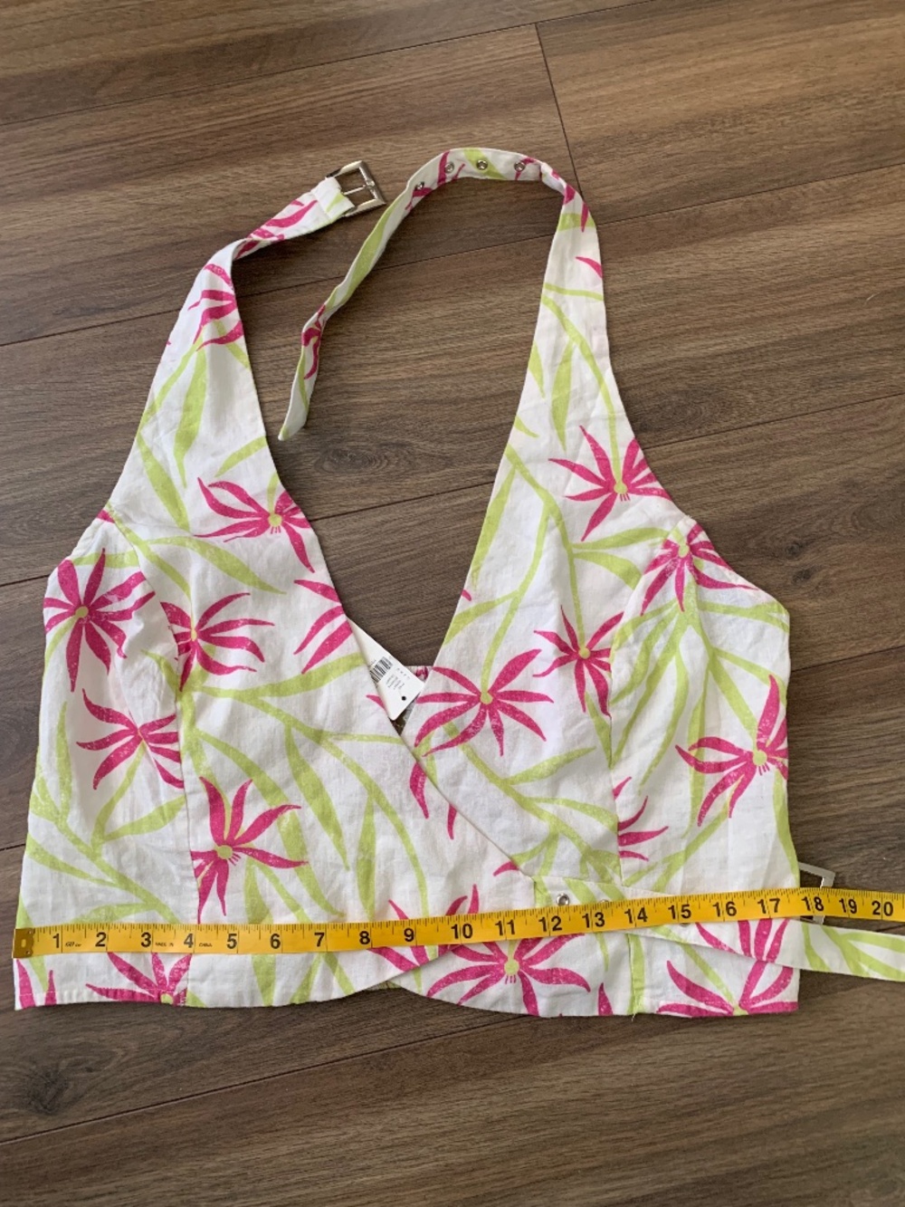 Anthropologie Pin up Floral Wrap Halter Crop Top and blouses Women's  Size L - Picture 10 of 14